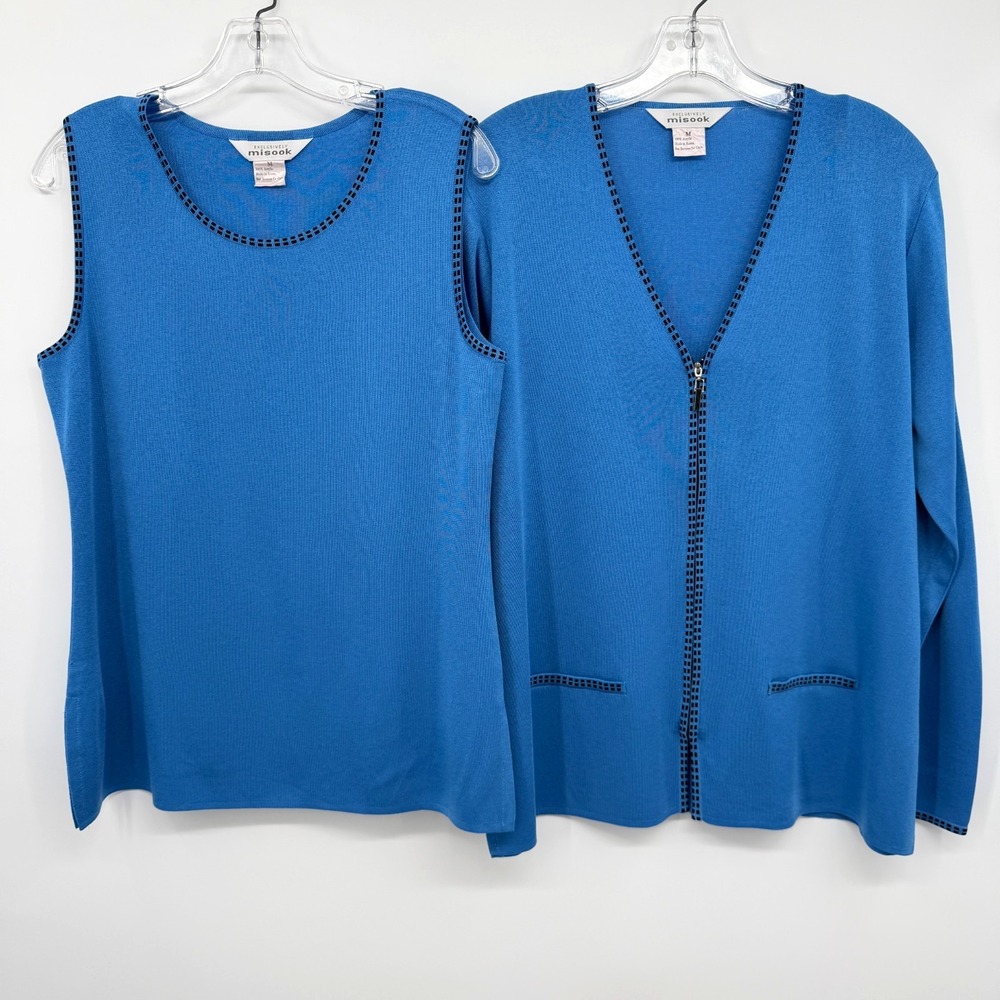 Vintage Exclusively Misook Jacket Cardigan Top Set Medium Quiet Luxury Classic